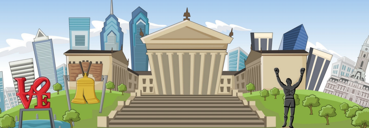 A graphic of Philadelphia featured in a blog about used Toyota vehicles