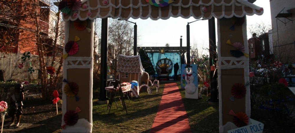 A Christmas village at the Annual Christmas Celebration