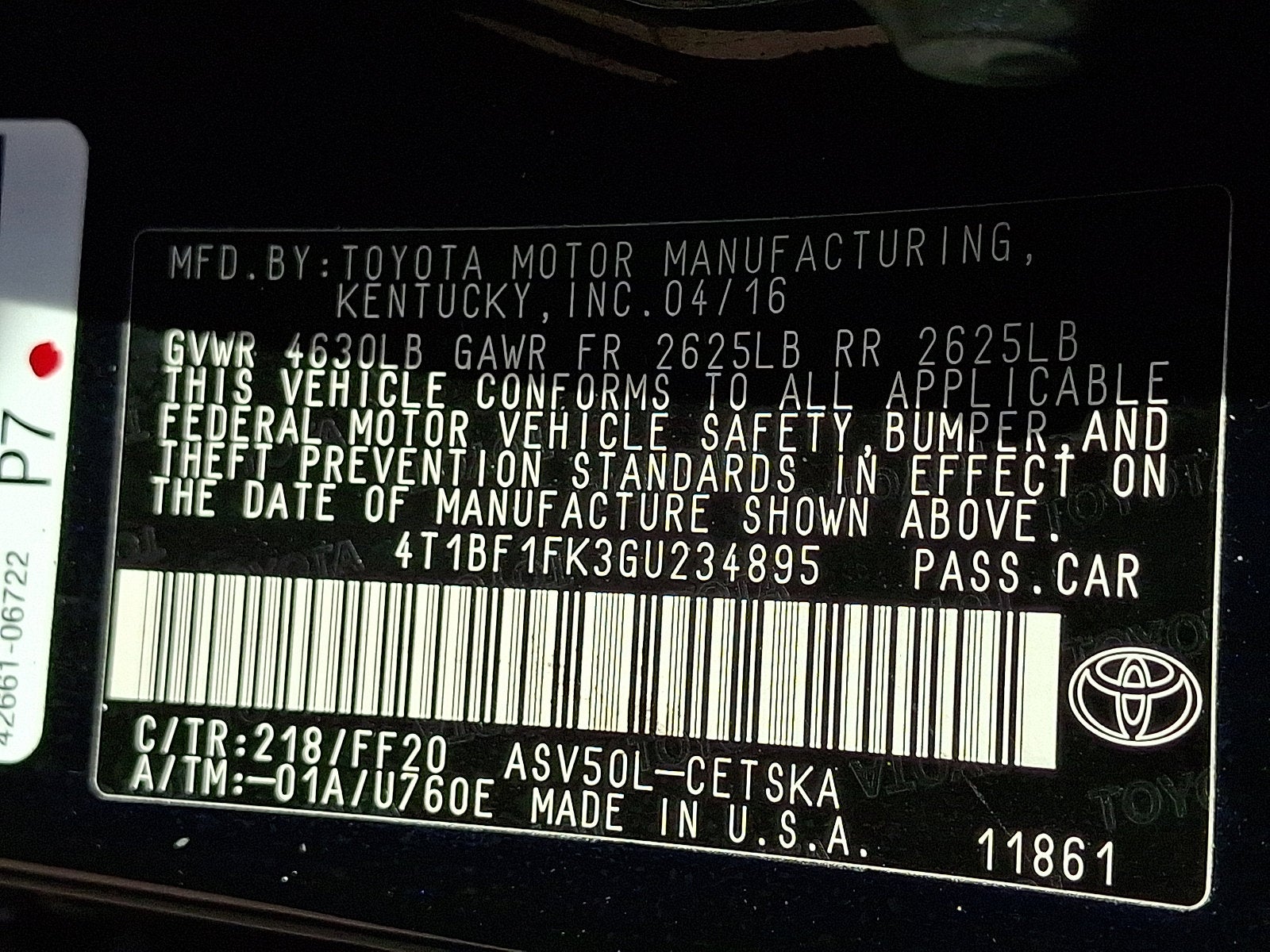 2016 Toyota Camry SE