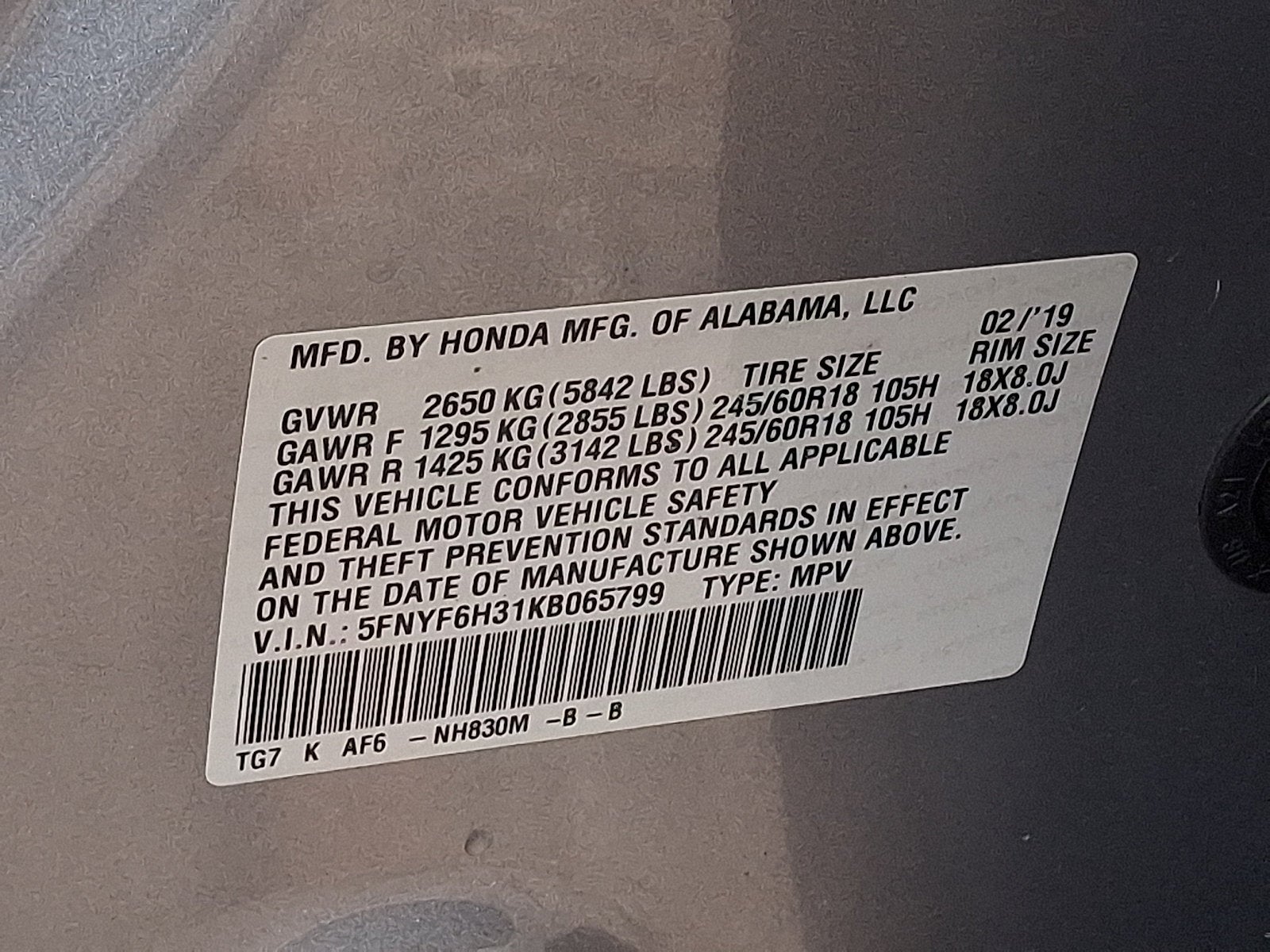 2019 Honda Pilot EX