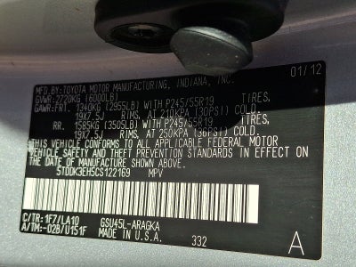 2012 Toyota Highlander 4WD 4dr V6 Limited