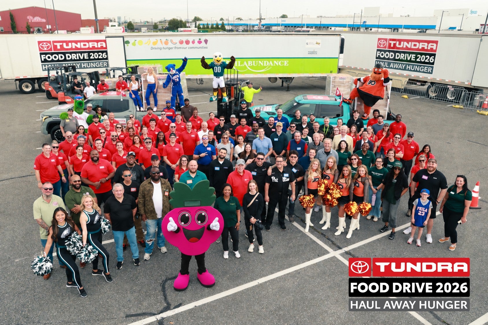 Central City Toyota representatives at the 2026 Toyota Tundra Food Drive benefiting Philabundance in Philadelphia.